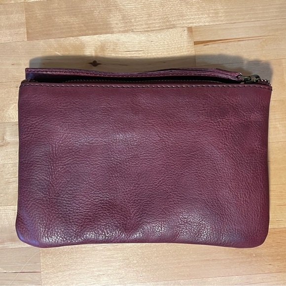 Rock Paper Scissors Burgundy Leather Small Wristlet - Picture 3 of 10